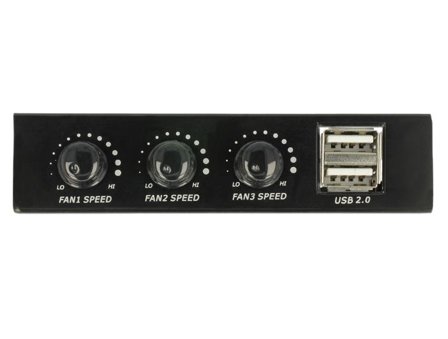 Delock 3.5" Front Panel > 2 x USB 2.0 and fan control - lagerbrønnportspanel
