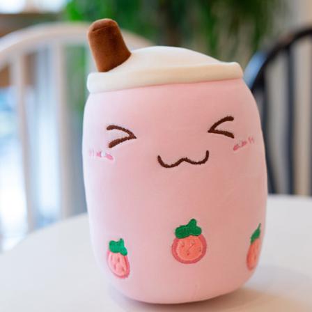 35cm Söt Simulering Mjölk Te Cup Kudde Plyschleksak Rosa