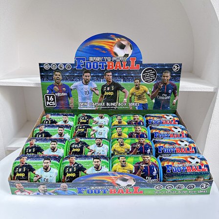 16 stk. Fodboldstjerne blind box kapsel udpakning sjov overraskelse rygsæktilbehør nøglering snor dukkelegetøj 16 stk.