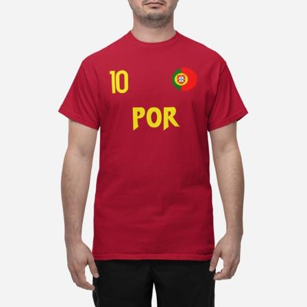Portugal landshold t-shirt i rød med POR & 10 fodbold euro24 L