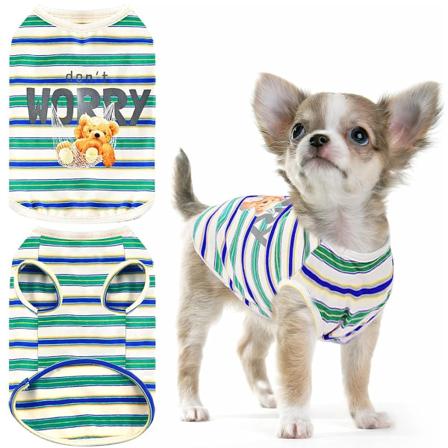 Hundskjortor Kläderrandiga T-shirts för små hundar Katter,