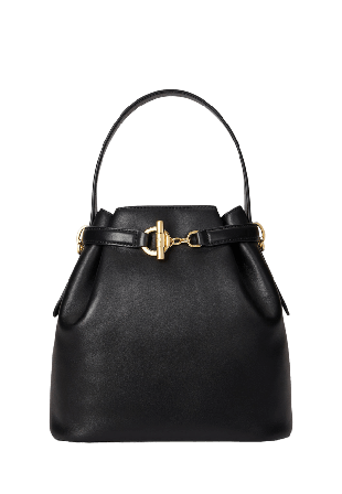 Lauren Ralph Leather Medium Blaike Bucket Bag Handväskor Dam Svart ONESIZE