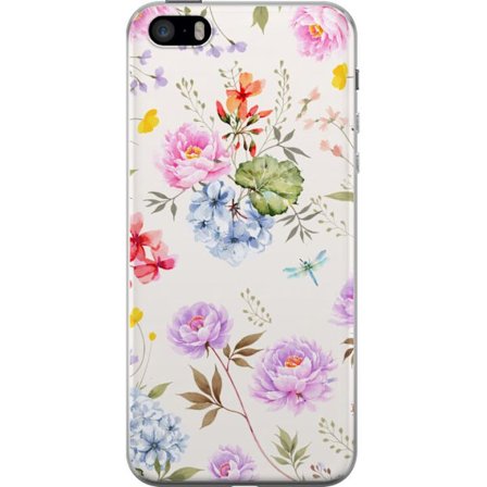 Kompatibelt Mobildeksel til Apple Apple iPhone 5s Blomstrete mønster med håndmalte blomster, sommerfugler og insekter i romantisk skandinavisk stil