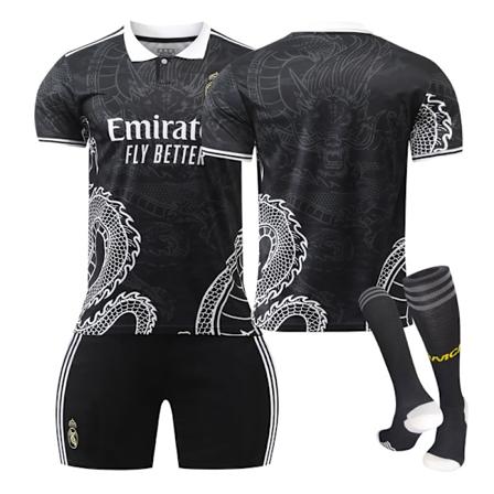 23-24 Real Madrid fodbolduniform drage mønster version børn og voksne sæt sportshold uniform uden nummer z no number 22