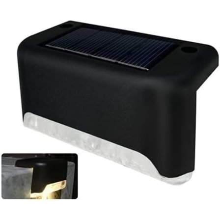 LED Solcells Trappstegslampa Patio Varmvit Trappbelysning Vattentät Trädgård Gräsmatta Dekoration Utomhus Balkonglampa Stigen Belysning för Staket