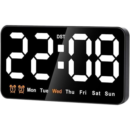 Digital vægur, 9 tommer LED digitalur med 12/24 timer, store tal, lille lydløs vægur