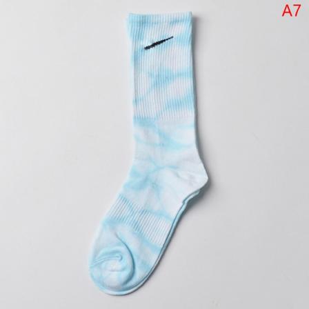 Tie-dye Sokker Europeiske og Street Ins Hip-hop Tide Brand Coupl Lake blue