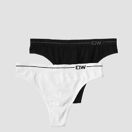 ICANIWILL Everyday Seamless Thong 2-pack, Black/White