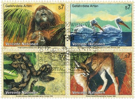 FN Wien - Truede dyr 1999 - Stemplet sæt 4v