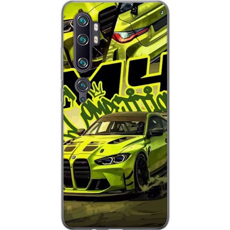 Kompatibelt Mobildeksel til Xiaomi Mi Note 10 Pro Bluey-familien i lykkelig tegneseriestil med blomstrende bakgrunn og leken fargepalett