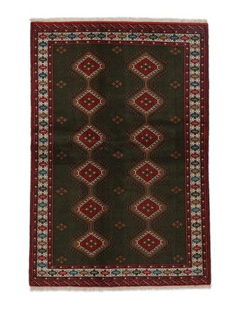 Turkaman Teppich Handgeknüpft 133X195 Schwarz/Dunkelrot Persien