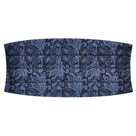 Ceinture de smoking en soie à motif cachemire bleu marine et bleu clair pour hommes - Ceintures de smoking - pour Hommes - Bohemian Revolt