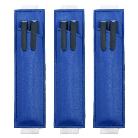 3 stk. penneholder, penneetui, lædertilbehør, elastisk, mørkeblå