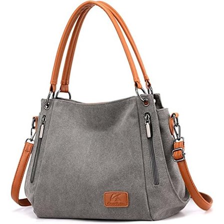 Skuldertaske til kvinder Stor Canvas Tote Taske (Grå)