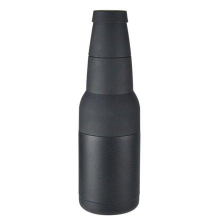 12oz ølflaske- og boksisolatorer i rustfritt stål med dobbeltvegget ølkjøler med ølÅpner Svart