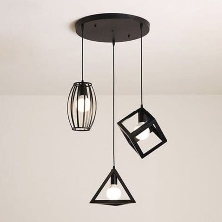 Hofuton Vintage E27 Pendellampe - 3 Lamper - Justerbar Reb - Valg 1