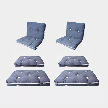 Coussins de chaise avec kapok 1852-Marine, 45 x 37 x 8 cm / 45 x 74 x 8 cm, gris, simple, set de 4 simples + 2 doubles