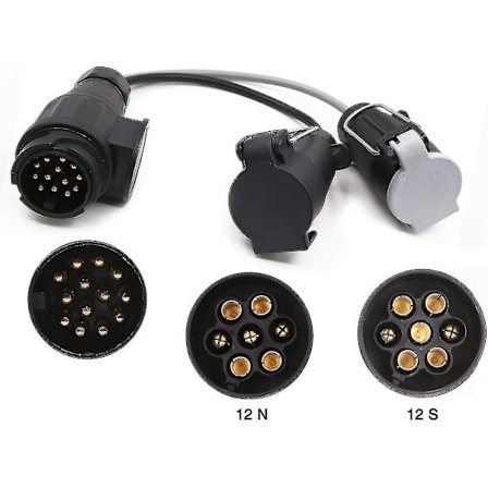 13-polig Caravan Trailer Dragkrok Adapter till 7-polig 12N och 12S