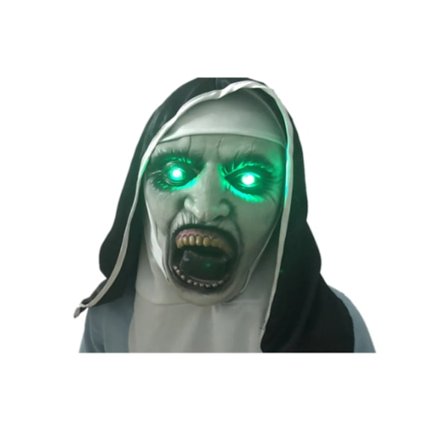 LED Horror The Nun Mask Cosplay Läskiga Latexmasker Med Huvudduk LED-Ljus Halloween Party Rekvisita Deluxe