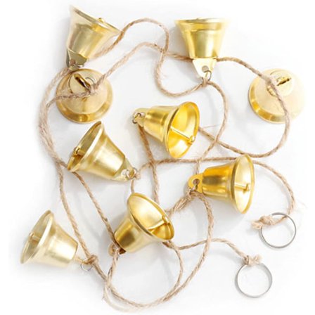 Vintage Jingle Bells Hængende Streng, 9 Polerede Messingklokker Dekorative Hængende Klokker Klokkespil Klokke