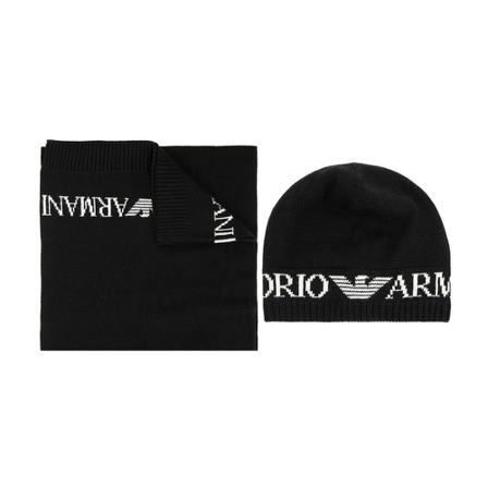 Emporio Armani Scarf ; Hoed set , Zwart , Heren , Maat: ONE Size Hoeden