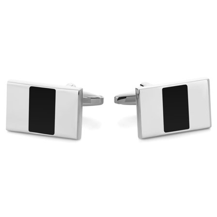Silberfarbene und schwarze Triband-Manschettenknöpfe for Men