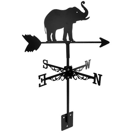 Sæt Vindfane Elefant Vejrhane Ornament Retro Metal Vejrhane Gård Vindmålingsværktøj