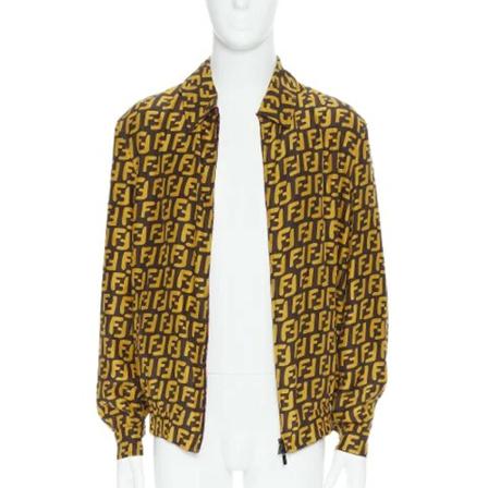 Fendi Vintage, Pre-owned Silk outerwear Geel, Dames, Maat:L,print