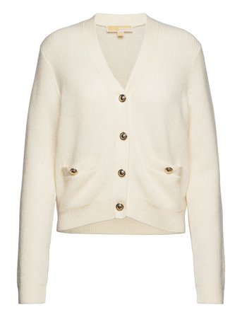 Merino V Nk Butn Cardi Strikkegenser Cardigan Beige Michael Kors*Betinget Tilbud