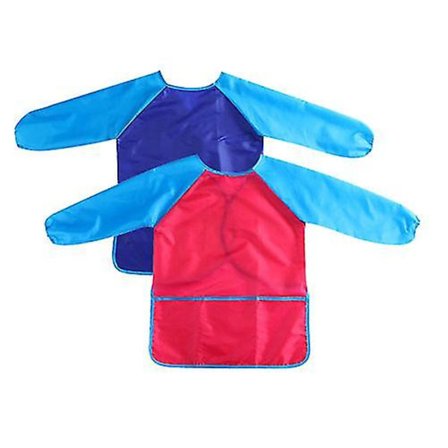 2 stk. børnetegneforklæde, 8-10 år gamle børnejakke, børnetegneforklæde i stof