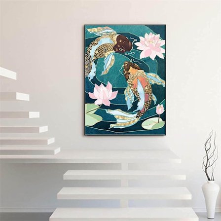 5D Diamantmålning Kit, Abstrakt Koi Diamantkonst Kit för Vuxna