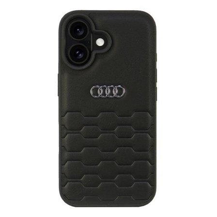 Audi syntetisk lær iPhone 16 6,1" svart/svart hardcase AU-TPUPCIP16-GT/D2-BK