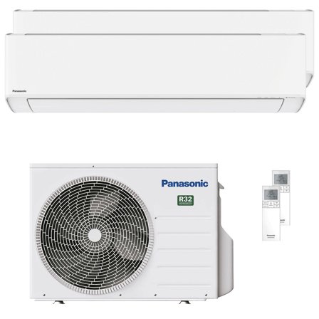 Condizionatore Panasonic Etherea dual split 7000+7000 BTU inverter A+++ wifi unità esterna 3.5 kW Bianco Opaco