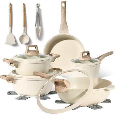 Granit non-stick køkkengrejsæt, 14 dele, beige