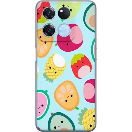 Kompatibelt Mobildeksel til OnePlus Ace Racing Mønster av kawaii-frukter som jordbær sitron ananas og avocado på lyseblå bakgrunn
