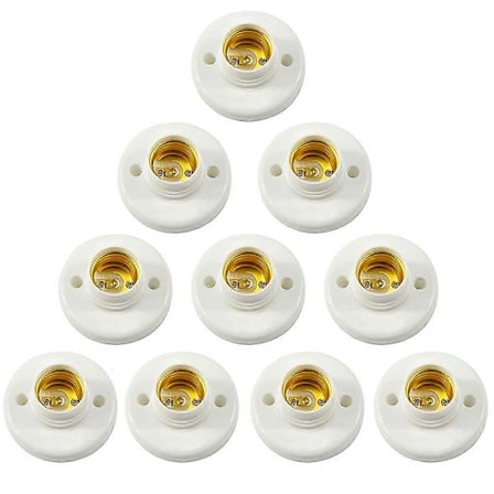 E27 Lampunpidike, seinäruuvipistoke, LED-lampun kanta-adapteri, E27-lampun muovinen pyöreä ruuvipistoke 10 kpl