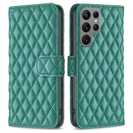 Rombemønster, matt flip-deksel for Samsung Galaxy S24 Ultra - Grønn