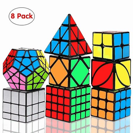 Speed ​​​​Cube Set, Magic Cube Bundle 2x2 3x3 4x4 Pyramid - Leksakspusselkub för barn och vuxna Set om 8