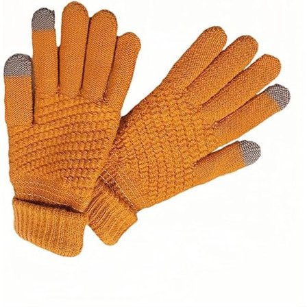 ING Vinterhandsker til kvinder med touchscreen-funktionalitet på fingerspidserne, fleecefor, elastiske manchetter og lavet af blødt orange chenille-