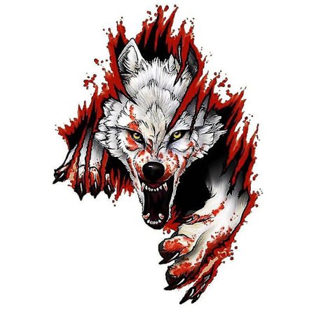 Dekorativa klistermärken bil personlighet 3d realistisk varghuv huv dörr bil kaross dekoration väggklistermärke okomprimerad-1