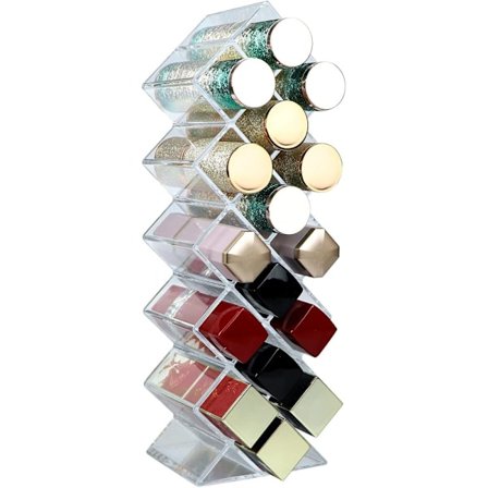 Lipstick Tower Organizer, Fashion Design Klar Akryl Stabelbar Makeup Holder, Solid Akryl Opbevaringsstand til Kosmetik (16 Pladser)