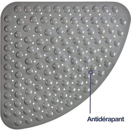 Buet dusj-/badematte, sklisikker, muggbestandig, for dusjkar, (grå, 54 x 54 cm)