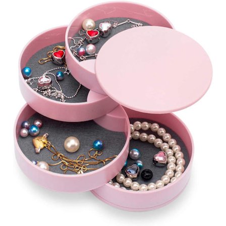 Smykkearrangør - Pink, Lille Smykkeæske Øreringholder til Kvinder