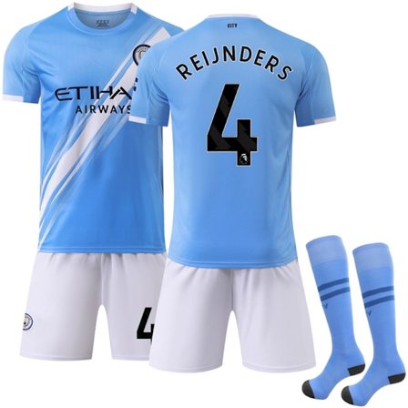 Manchester City 25/26 Hemma Kit Barn Fotbollströja & Strumpor - No.4 Reijnders[JUN]