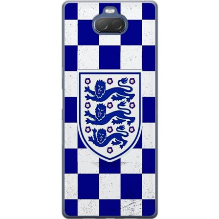 Yhteensopiva Puhelinkuori Sony Sony Xperia 10 Plus Graafinen shakkiruudukkokuviointi sinisellä ja valkoisella, klassisella heraldisella vaakunalla, r