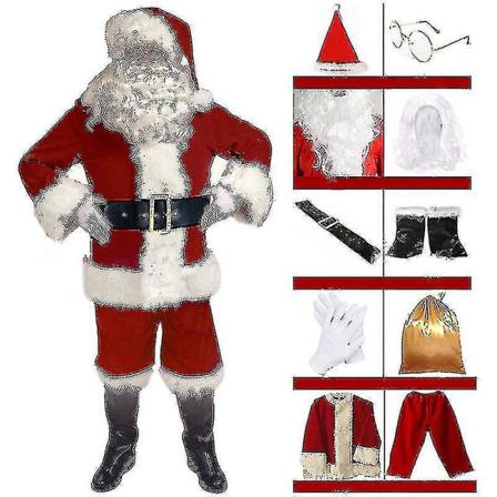 Jultomtekostym Juldräkt Män Kvinnor Vuxen 10-delad Set