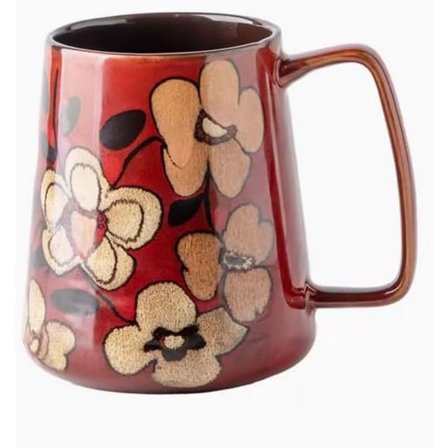 Stor 710 ml Keramisk Kaffekopp med Håndtak, Vintage Blomstrete Kaffekopp, Ekstra Stor Tekopp for Kontor og Hjem