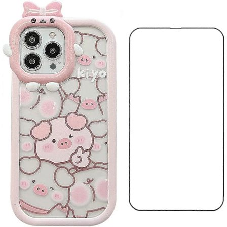 Yhteensopiva iPhone 14 Pro Max -kuoren kanssa, Söpö puhelinkuori iPhone 14 Pro Maxille, Sarjakuvakuori iPhone 14 Pro Maxille, Ihana Sika Suunniteltu 