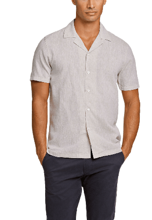 Lindbergh Casual Linen Blend Resort S/S Skjortor Herr Grå S