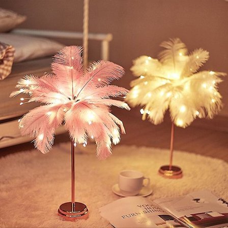 LED Fjäderlampa Bordslampa Liten Nattlampa Sovrum Flickhjärta Sänglampa 1 st_tfrf